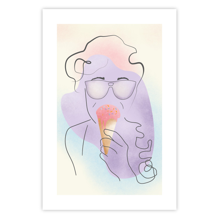 Poster Raspberry Ice Cream - abstract line art of a person in pastel colors 135005 additionalImage 19