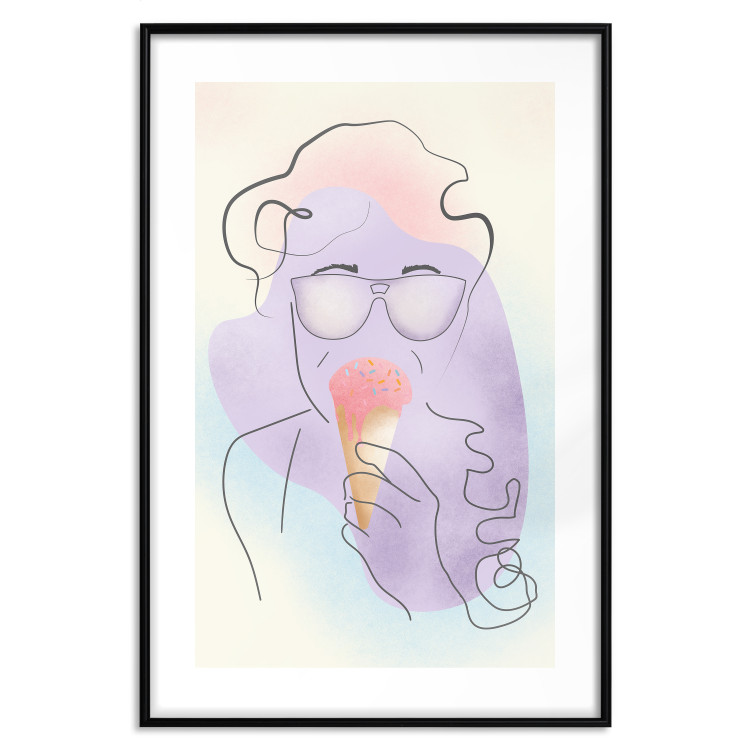 Poster Raspberry Ice Cream - abstract line art of a person in pastel colors 135005 additionalImage 15