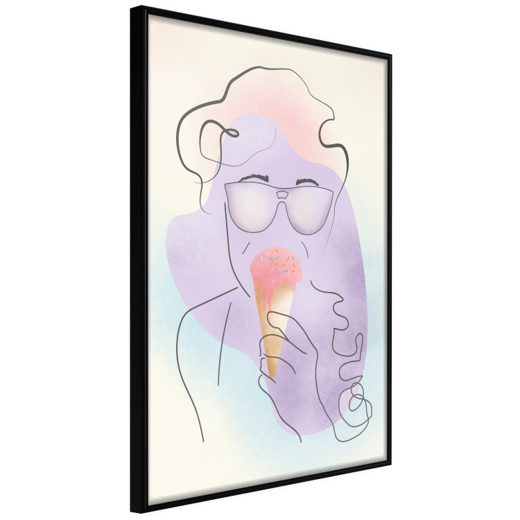 Poster Raspberry Ice Cream - abstract line art of a person in pastel colors 135005 additionalImage 11