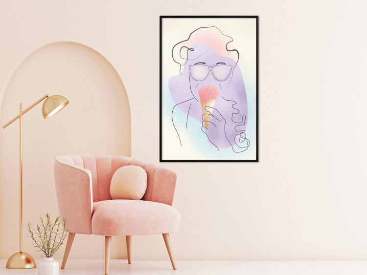 Poster Raspberry Ice Cream - abstract line art of a person in pastel colors 135005 additionalImage 4