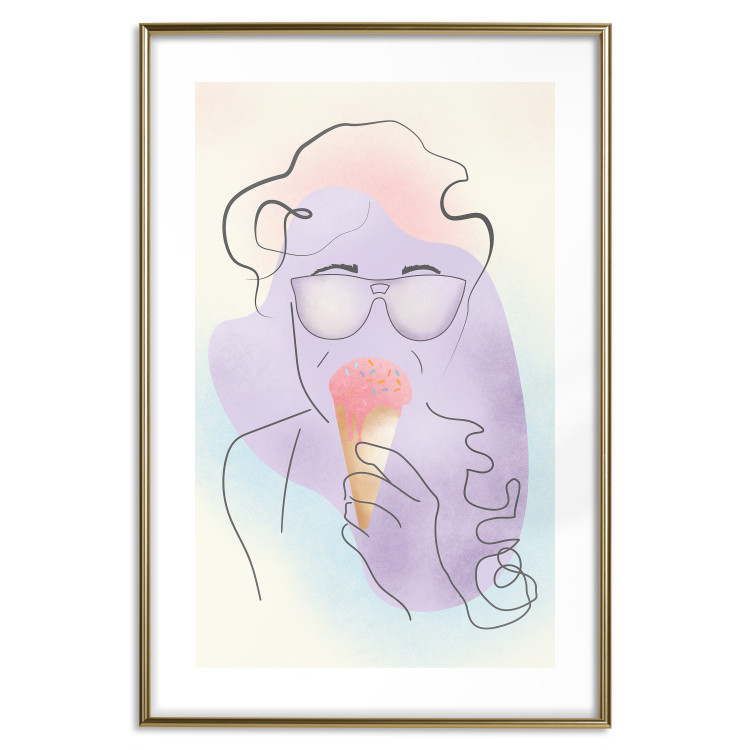 Poster Raspberry Ice Cream - abstract line art of a person in pastel colors 135005 additionalImage 14