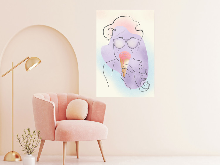 Poster Raspberry Ice Cream - abstract line art of a person in pastel colors 135005 additionalImage 2
