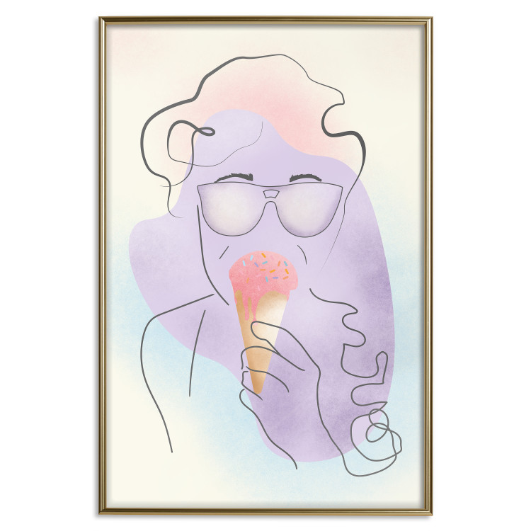 Poster Raspberry Ice Cream - abstract line art of a person in pastel colors 135005 additionalImage 17