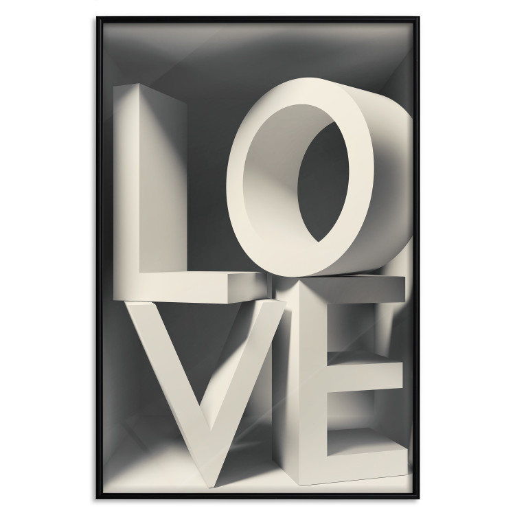 Wall Poster Love in Grays - white texts with imitation of 3D effect on a light background 135505 additionalImage 4