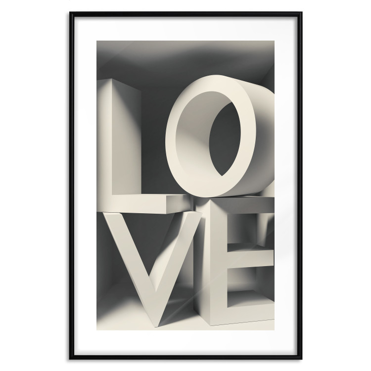 Wall Poster Love in Grays - white texts with imitation of 3D effect on a light background 135505 additionalImage 2