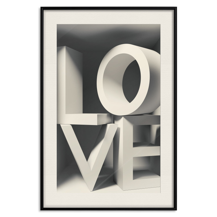 Wall Poster Love in Grays - white texts with imitation of 3D effect on a light background 135505 additionalImage 26