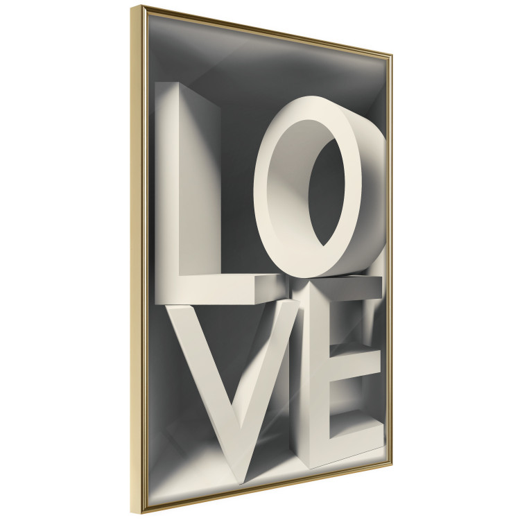 Wall Poster Love in Grays - white texts with imitation of 3D effect on a light background 135505 additionalImage 20