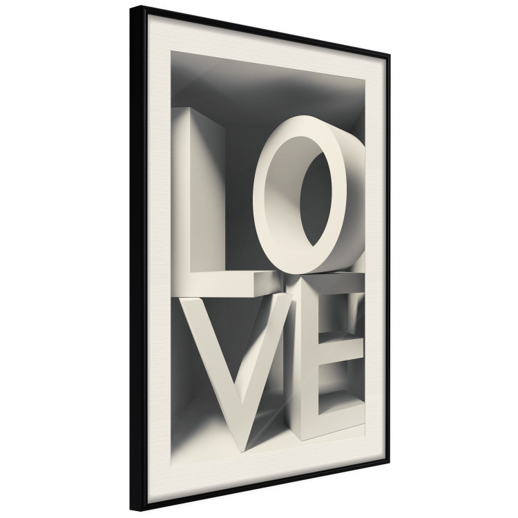 Wall Poster Love in Grays - white texts with imitation of 3D effect on a light background 135505 additionalImage 18