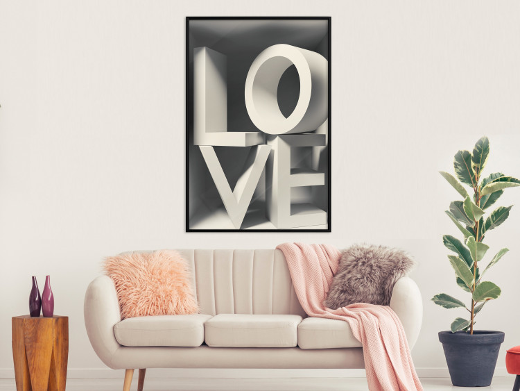 Wall Poster Love in Grays - white texts with imitation of 3D effect on a light background 135505 additionalImage 13