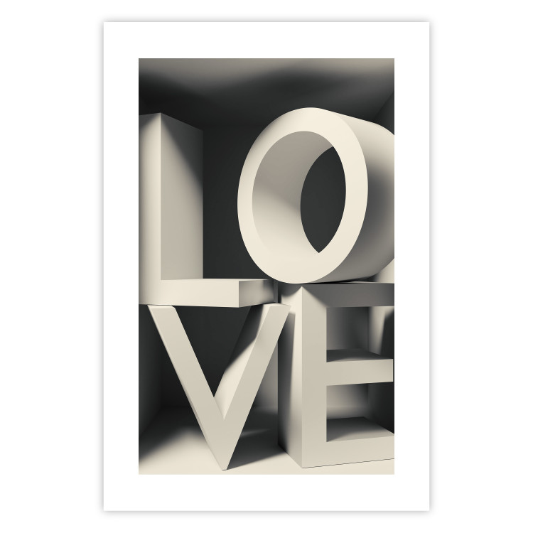 Wall Poster Love in Grays - white texts with imitation of 3D effect on a light background 135505 additionalImage 5