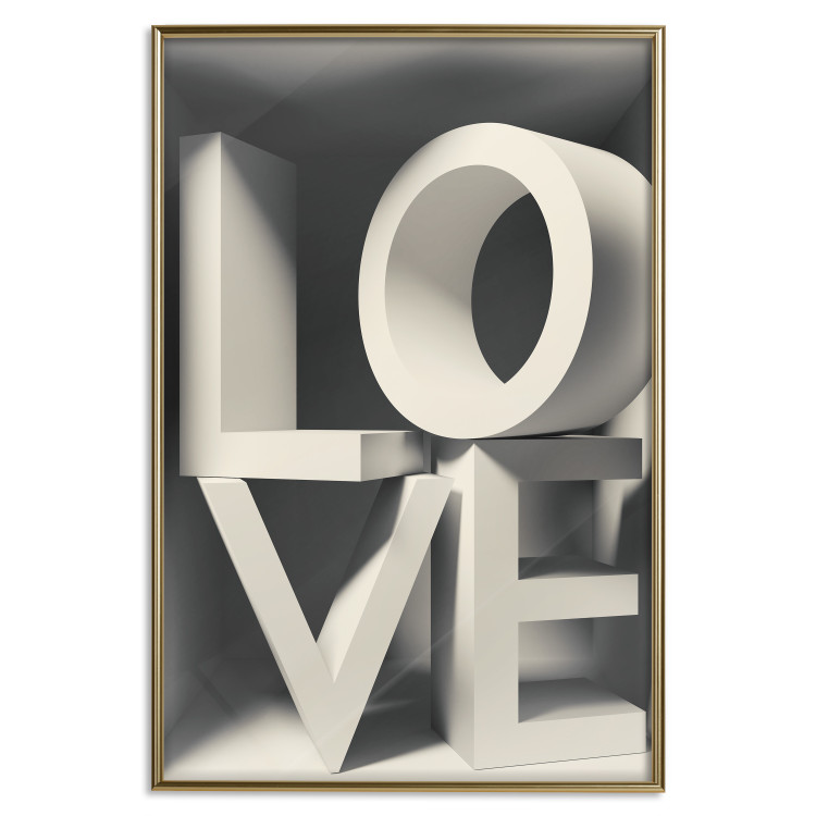 Wall Poster Love in Grays - white texts with imitation of 3D effect on a light background 135505 additionalImage 3