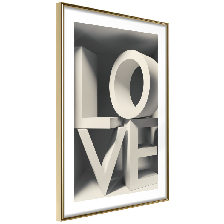 Wall Poster Love in Grays - white texts with imitation of 3D effect on a light background 135505 additionalImage 19