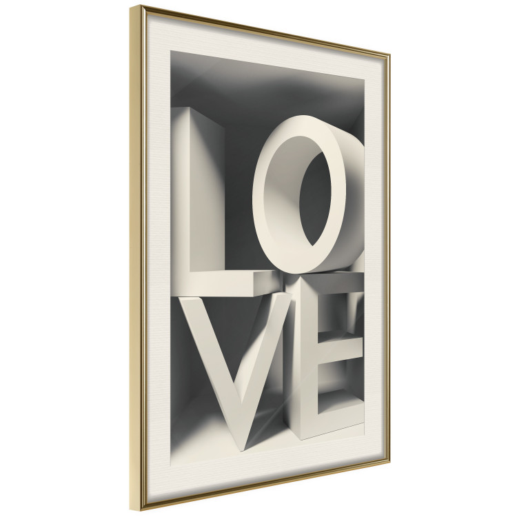Wall Poster Love in Grays - white texts with imitation of 3D effect on a light background 135505 additionalImage 16