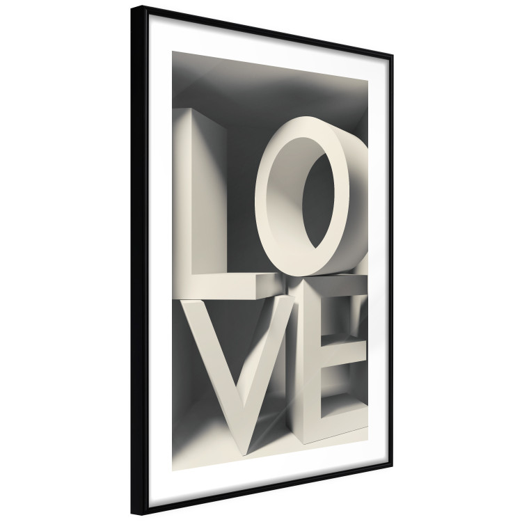 Wall Poster Love in Grays - white texts with imitation of 3D effect on a light background 135505 additionalImage 17