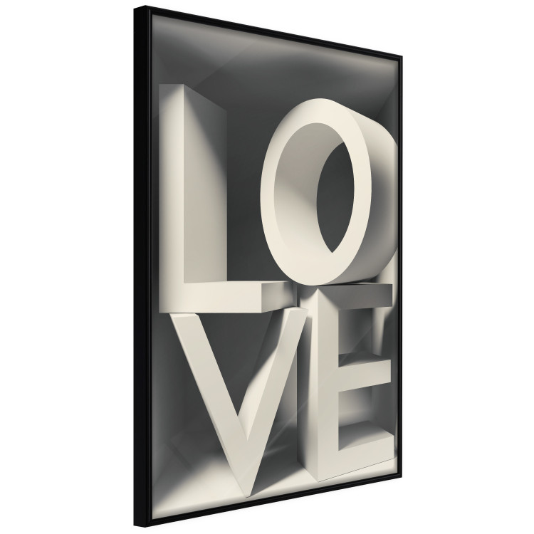 Wall Poster Love in Grays - white texts with imitation of 3D effect on a light background 135505 additionalImage 21