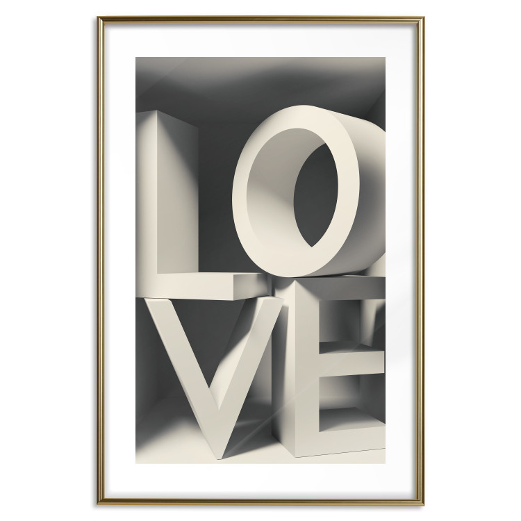 Wall Poster Love in Grays - white texts with imitation of 3D effect on a light background 135505 additionalImage 27