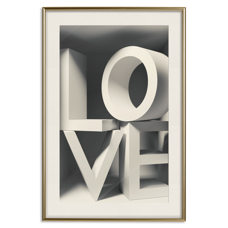 Wall Poster Love in Grays - white texts with imitation of 3D effect on a light background 135505 additionalImage 25