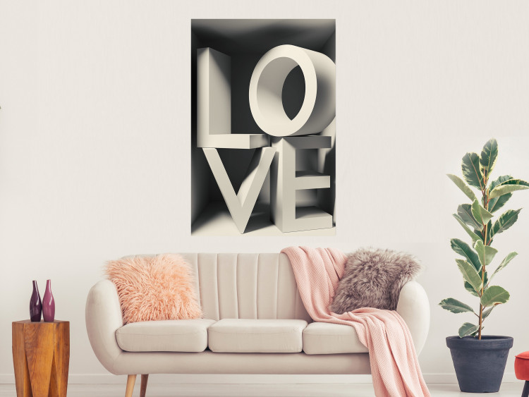 Wall Poster Love in Grays - white texts with imitation of 3D effect on a light background 135505 additionalImage 15