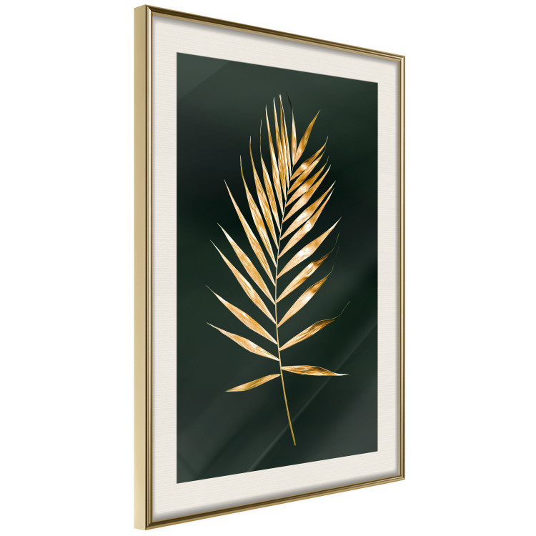 Poster Graceful Leaf - golden plant composition on a dark green background 135605 additionalImage 5