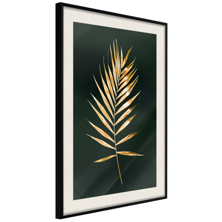 Poster Graceful Leaf - golden plant composition on a dark green background 135605 additionalImage 6