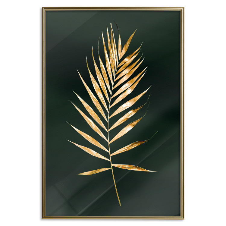 Poster Graceful Leaf - golden plant composition on a dark green background 135605 additionalImage 14