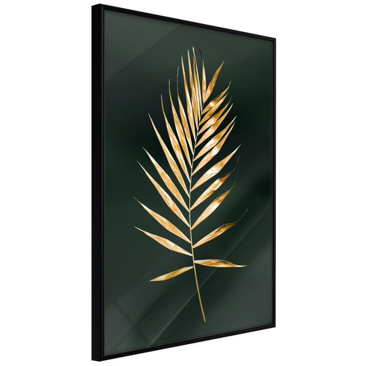 Poster Graceful Leaf - golden plant composition on a dark green background 135605 additionalImage 13