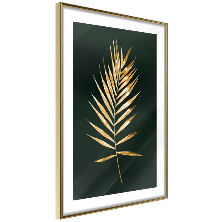Poster Graceful Leaf - golden plant composition on a dark green background 135605 additionalImage 6