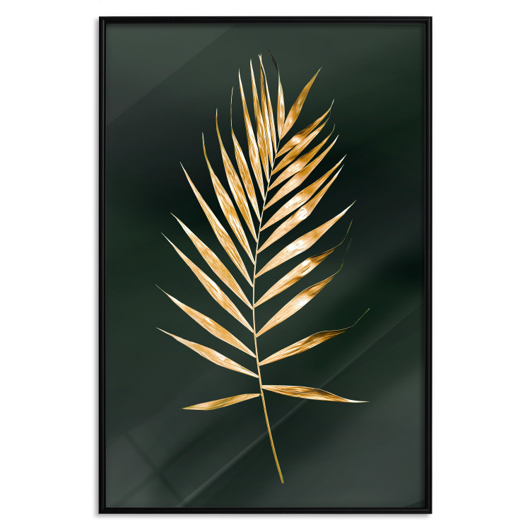 Poster Graceful Leaf - golden plant composition on a dark green background 135605 additionalImage 19