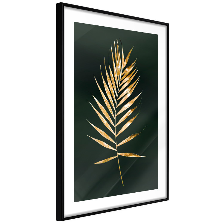 Poster Graceful Leaf - golden plant composition on a dark green background 135605 additionalImage 7