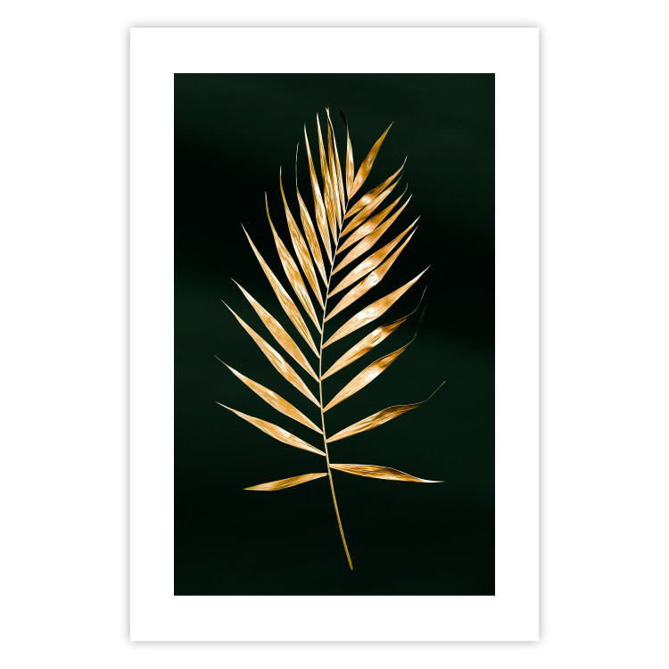 Poster Graceful Leaf - golden plant composition on a dark green background 135605 additionalImage 21