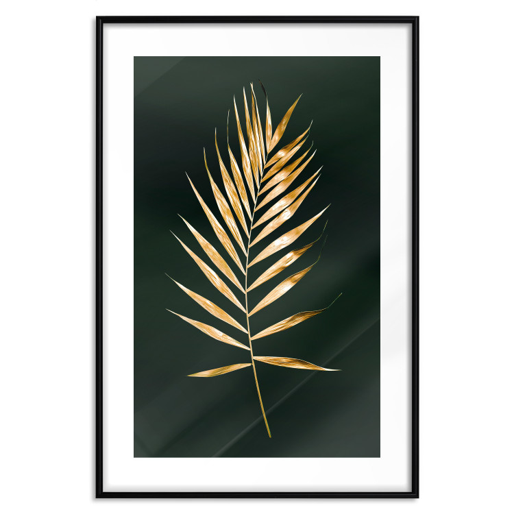 Poster Graceful Leaf - golden plant composition on a dark green background 135605 additionalImage 16