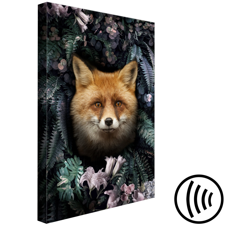 Canvas Art Print Fox in Flowers (1-piece) Vertical - forest animal amidst leaves 138605 additionalImage 6