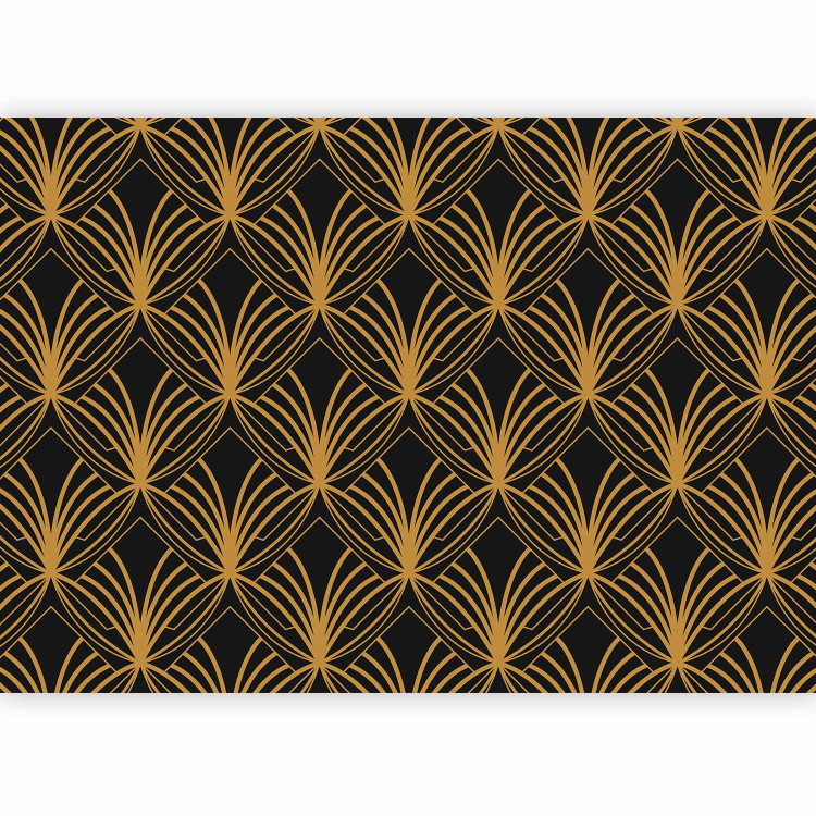 Wall Mural Art deco time - regular abstraction with gold patterns on black background 143205 additionalImage 1