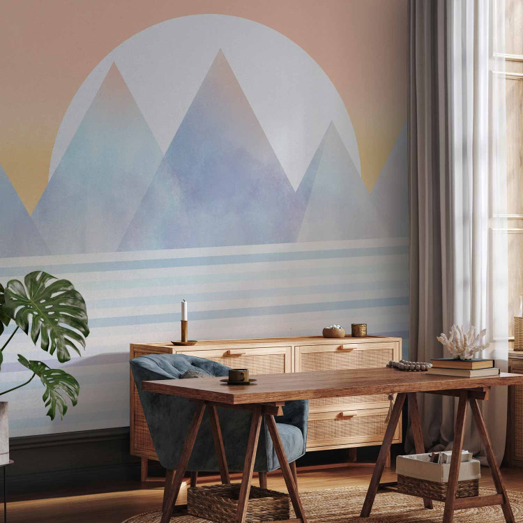 Wall Mural Mountain landscape - abstract with mountains and a lake on a sunset background 143805 additionalImage 4