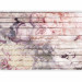 Wall Mural Idyll - flowers in purple with lettering on a wood-textured background 144505 additionalThumb 1