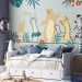 Wall Mural Dancing animals - monkey, hare, tiger, bear and zebra on grey background 144605 additionalThumb 5
