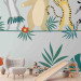 Wall Mural Dancing animals - monkey, hare, tiger, bear and zebra on grey background 144605 additionalThumb 6