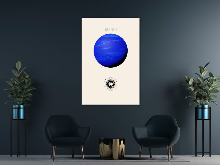 Canvas Print Uranus - The Blue Planet of the Solar System on a Cream Background 146305 additionalImage 3