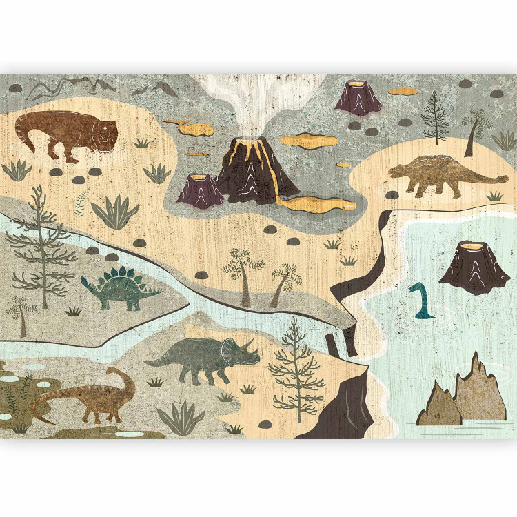 Wall Mural Jurassic World - Dinosaurs on a Map in Pastel Colors 149205 additionalImage 5