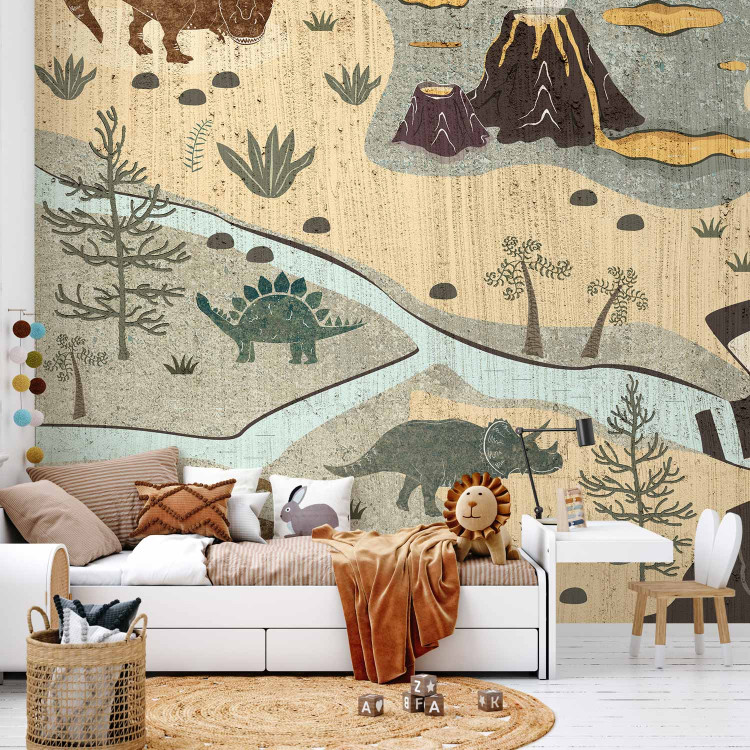Wall Mural Jurassic World - Dinosaurs on a Map in Pastel Colors 149205 additionalImage 6