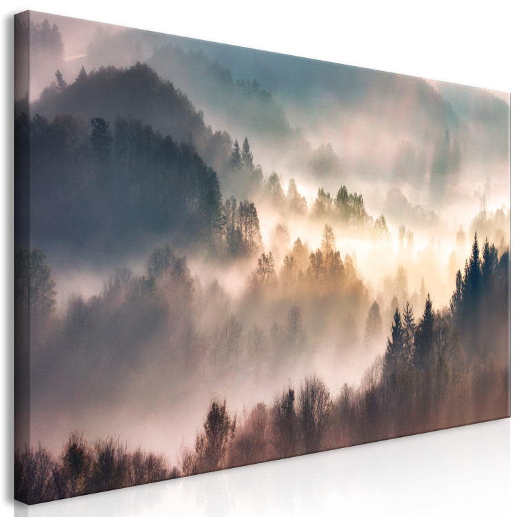 Canvas Forest in the Fog - Mountainous Landscape With Trees at Sunrise 149805 additionalImage 2