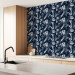 Wallpaper Monochrome Nature - Sketch of Leaves and Flowers on a Navy Blue Background 149905 additionalThumb 9