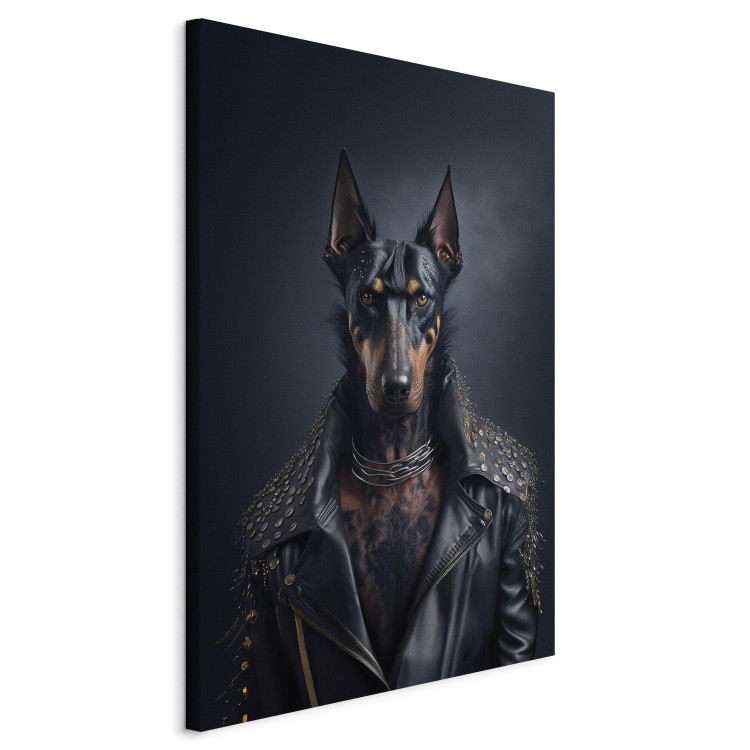 Canvas Art Print AI Doberman Dog - Rock Style Animal Fantasy Portrait - Vertical 150105 additionalImage 2