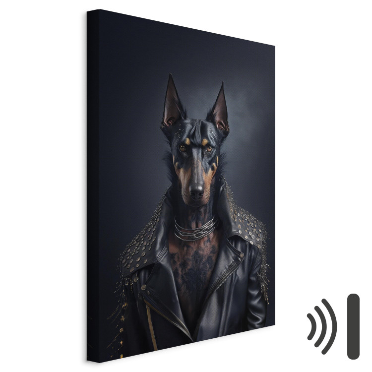 Canvas Art Print AI Doberman Dog - Rock Style Animal Fantasy Portrait - Vertical 150105 additionalImage 8