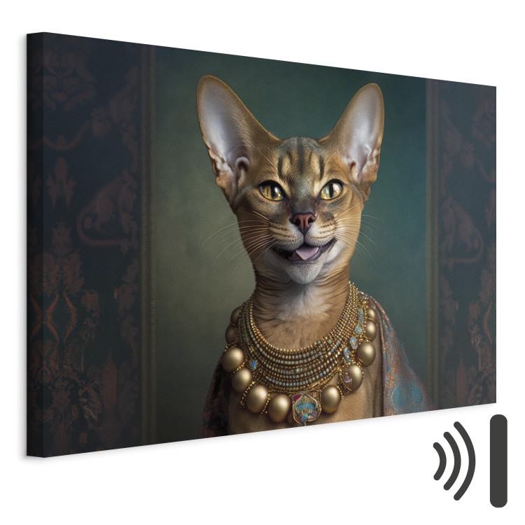 Canvas Print AI Abyssinian Cat - Animal Fantasy Portrait With Golden Necklace - Horizontal 150205 additionalImage 8