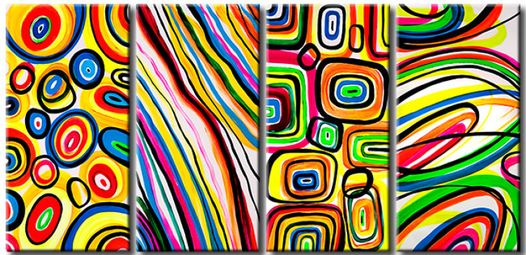Canvas Print Illusion (4-piece) - Colourful abstraction with patterns on a white background 48305