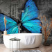 Wall Mural Beauty of the Butterfly - Blue butterfly on a graphite background with newspaper motif 61305 additionalThumb 8