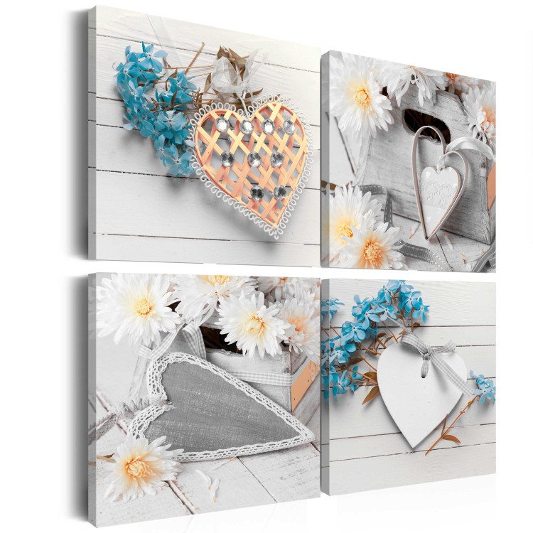 Canvas Art Print Flowers and hearts 88805 additionalImage 2