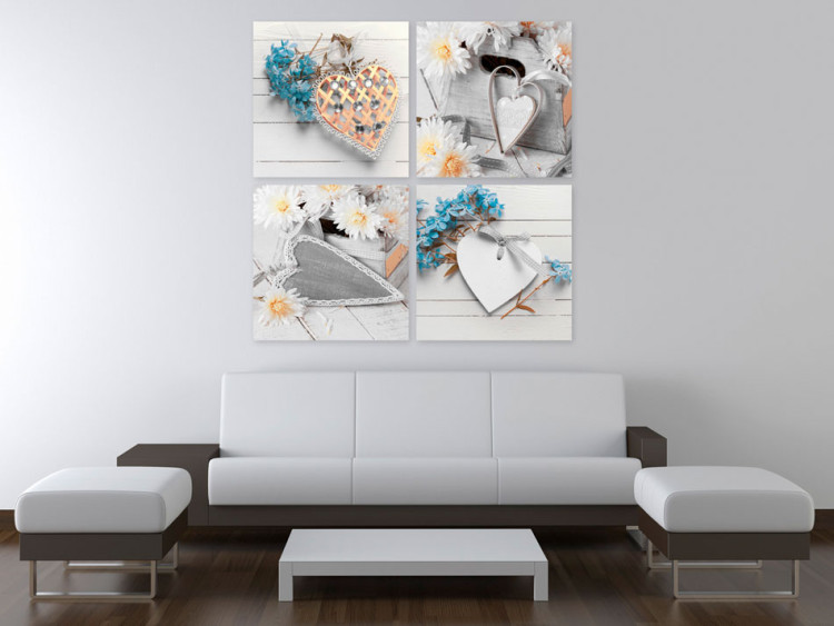 Canvas Art Print Flowers and hearts 88805 additionalImage 3