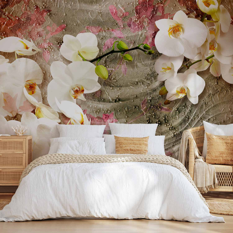 Photo Wallpaper Desert orchid - flower motif on a background with delicate wave effect 88905 additionalImage 2